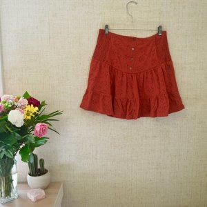 Red Flowy Mini Skirt